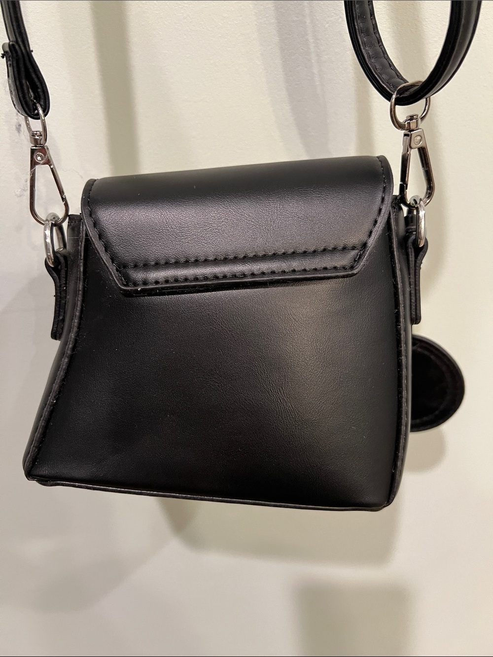 Black Crossbody Bag with Yellow Smiley Accent - Women’s Cute Shoulder Bag - Picture 5 of 5